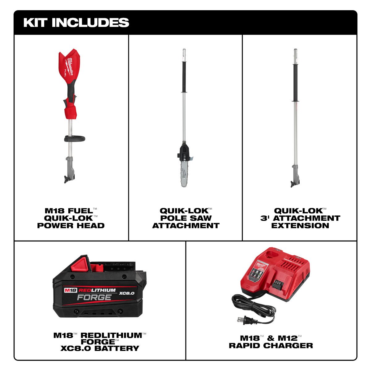 Milwaukee 3016-21PS M18 FUEL™ Pole Saw w/ QUIK-LOK™ Kit - feature callout