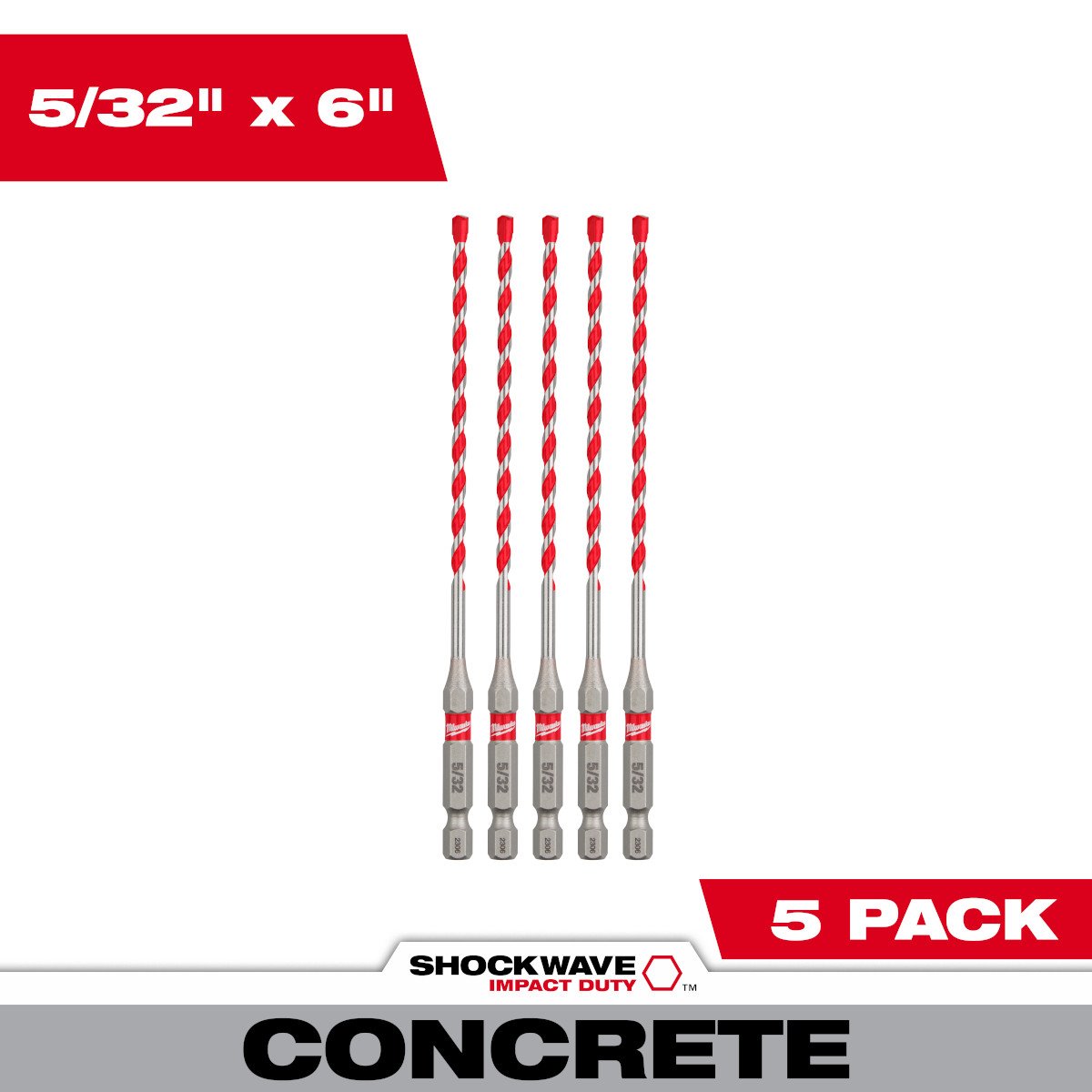 Milwaukee 48-20-9155 5/32" x 4" x 6" SHOCKWAVE Impact Duty™ Carbide Hammer Drill Bits - feature callout