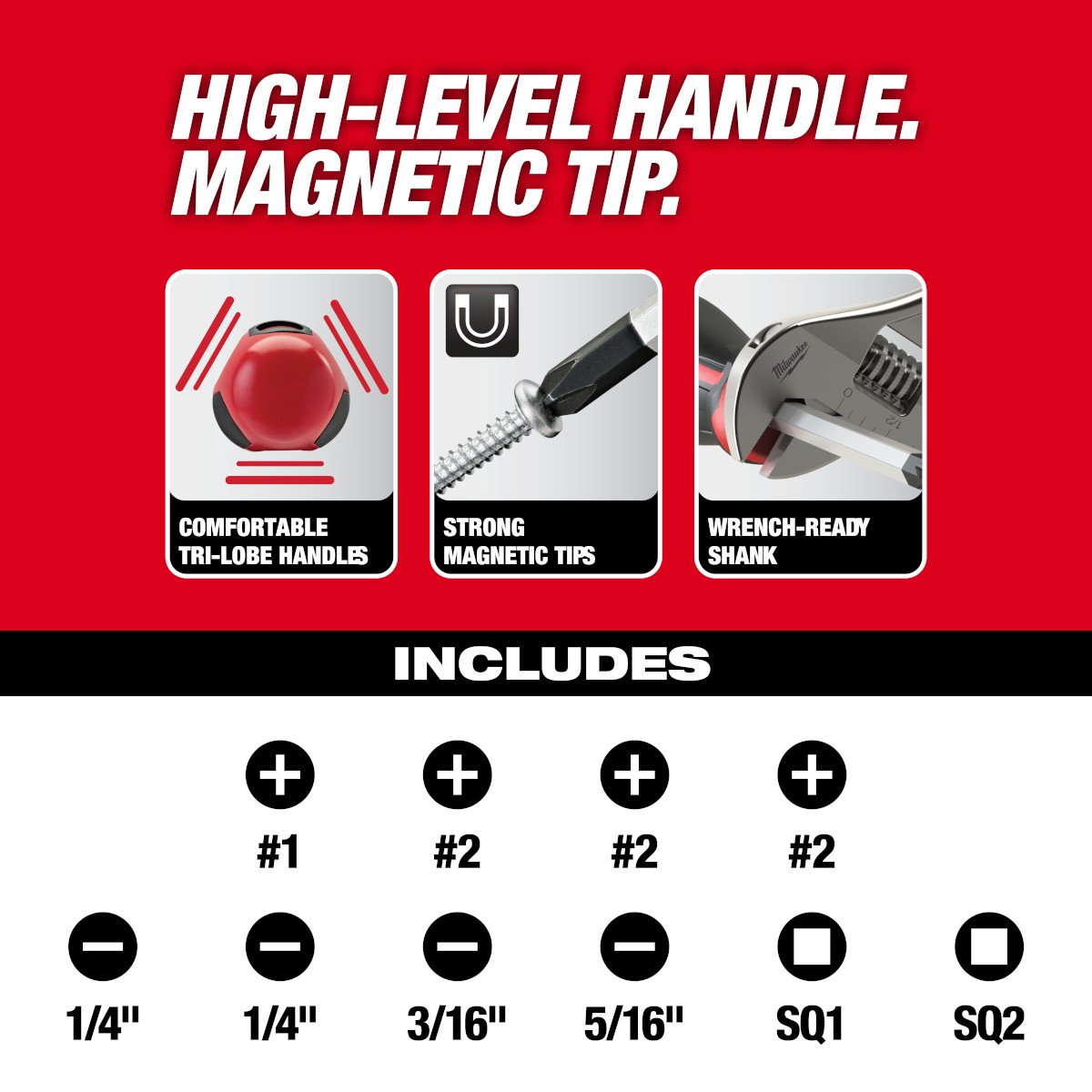 Milwaukee 48-22-2710 10pc Screwdriver Kit - feature callout