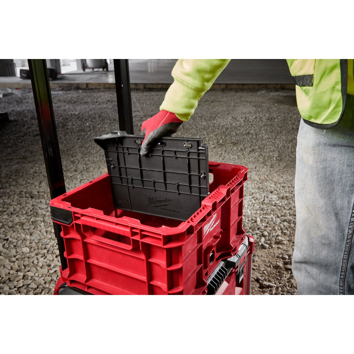 Milwaukee 48-22-8040 Divider for PACKOUT™ Crate - in use