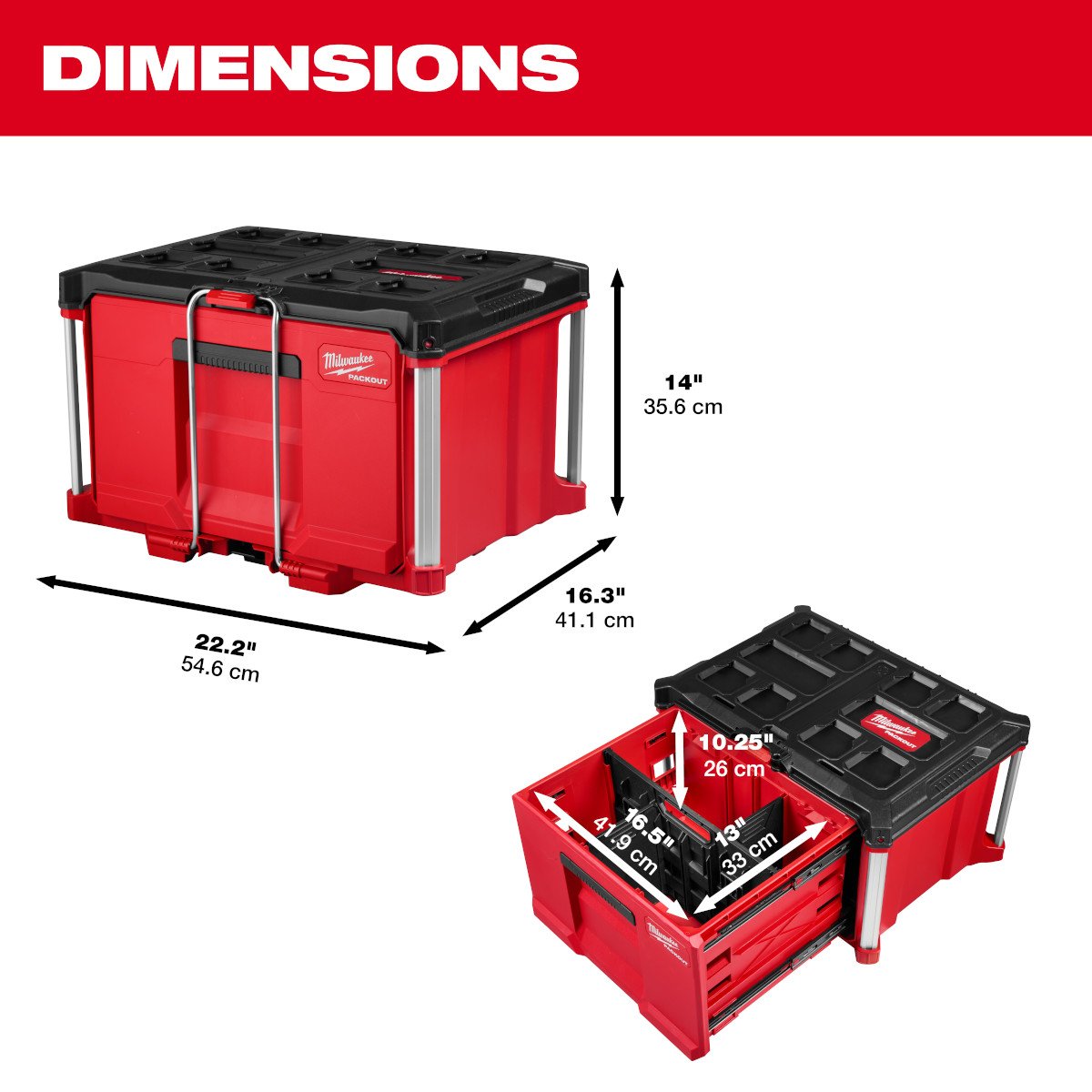 Milwaukee 48-22-8441 PACKOUT™ Single Drawer Tool Box - feature callout