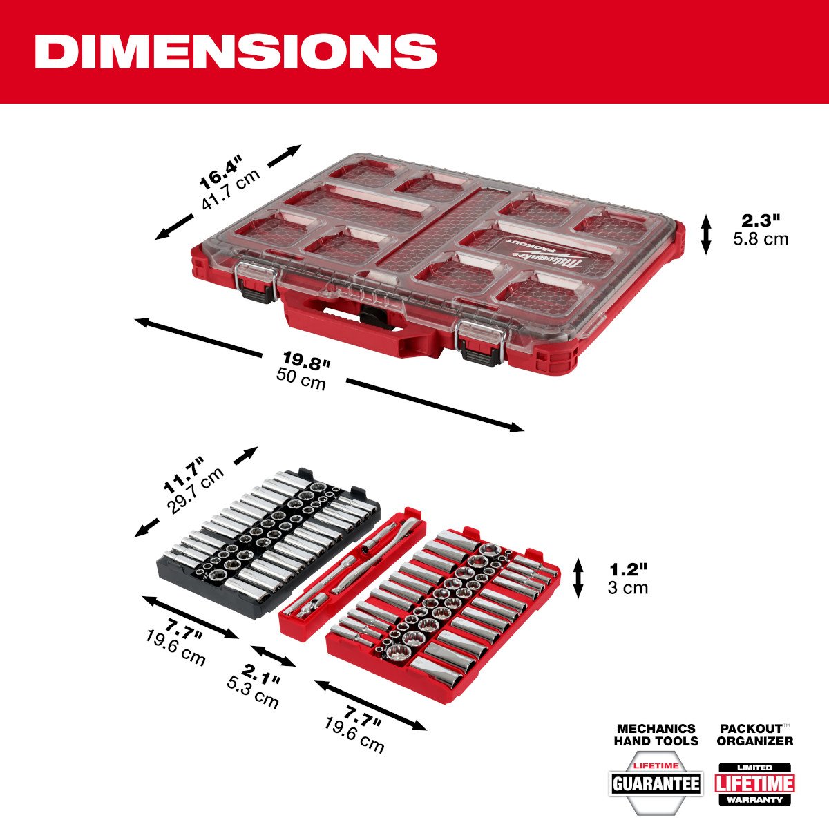Milwaukee 48-22-9285 98-Piece 3/8" Drive 6-Point and 12-Point Ratchet & Socket Set - feature callout