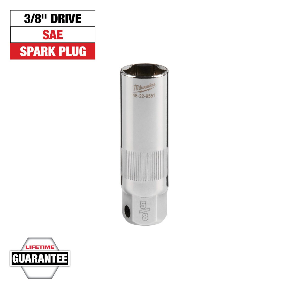 Milwaukee 48-22-9551 3/8" Drive 5/8" Spark Plug Socket - feature callout