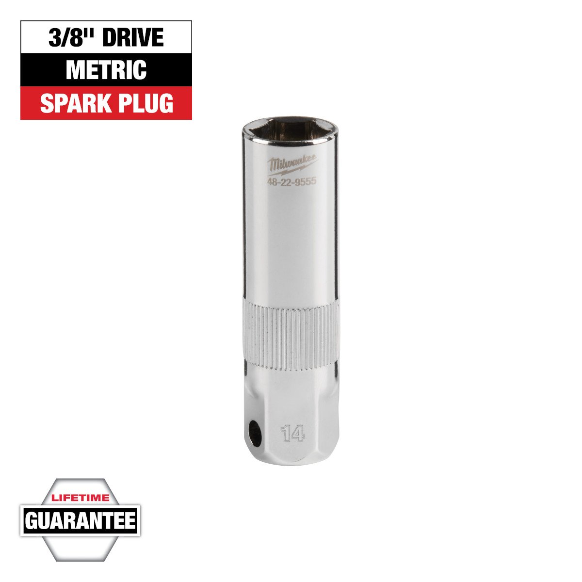 Milwaukee 48-22-9555 3/8" Drive 14MM Spark Plug Socket - feature callout