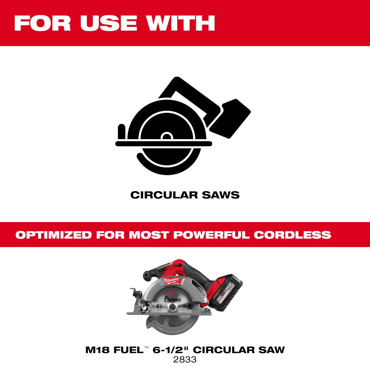 Milwaukee 48-40-0620 6-1/2 in. 24T Framing Circular Saw Blade - feature callout