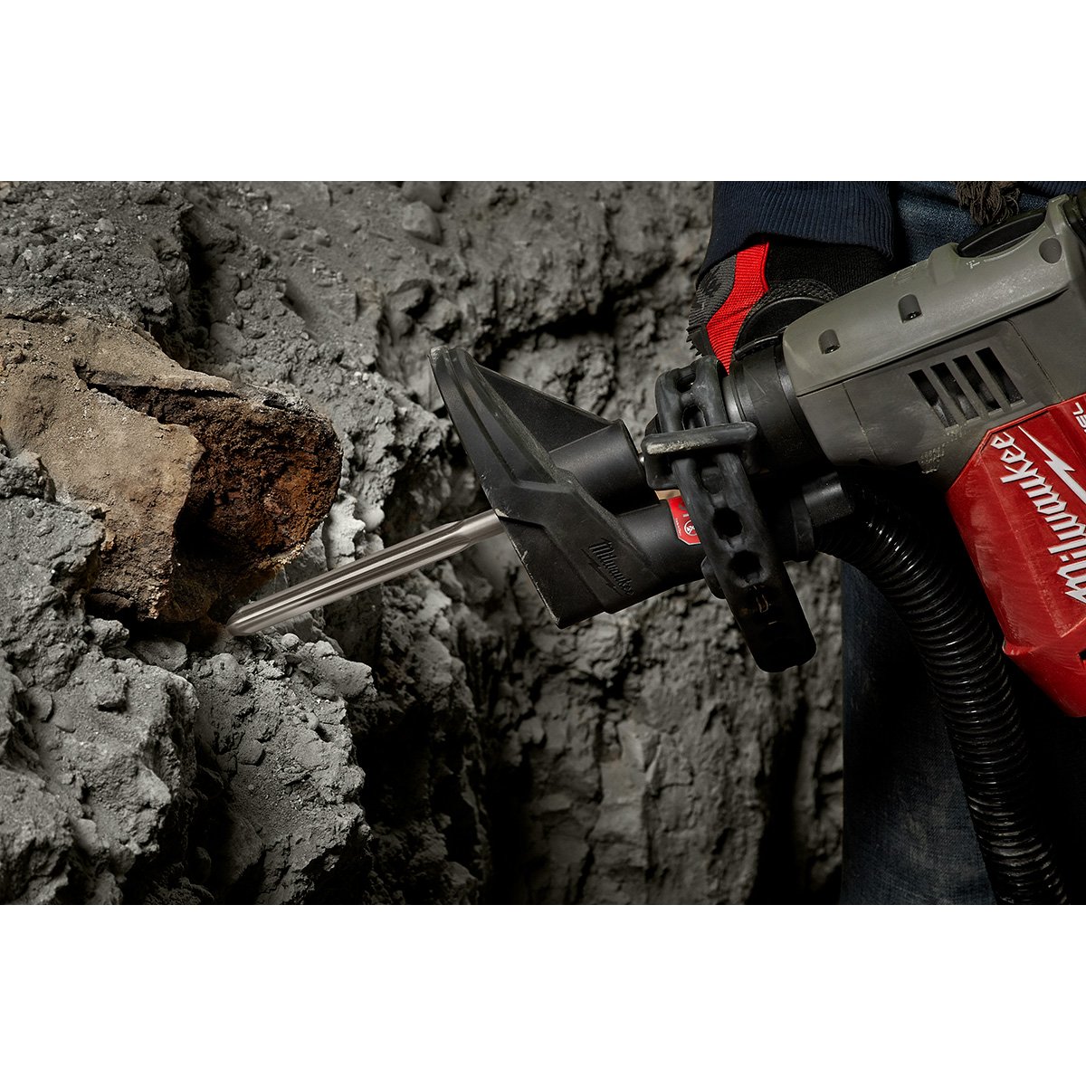 Milwaukee 48-62-6050 SDS PLUS SLEDGE™ 10" Bull Point Chisel - in use