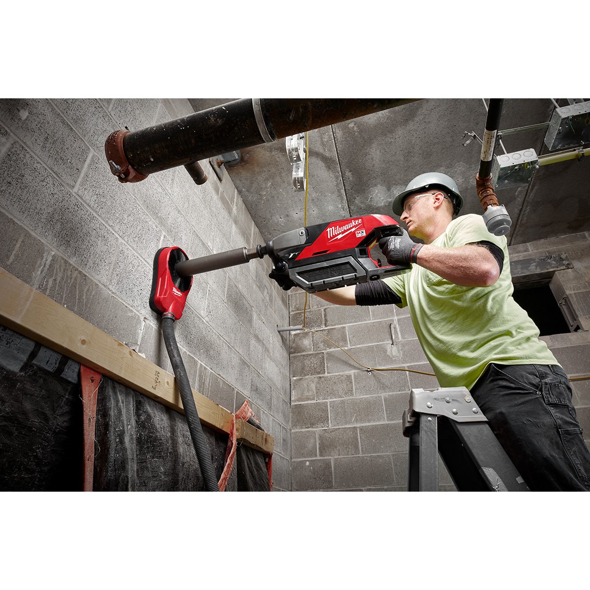 Milwaukee MXF301-2CP MX FUEL™ Handheld Core Drill Kit - in use