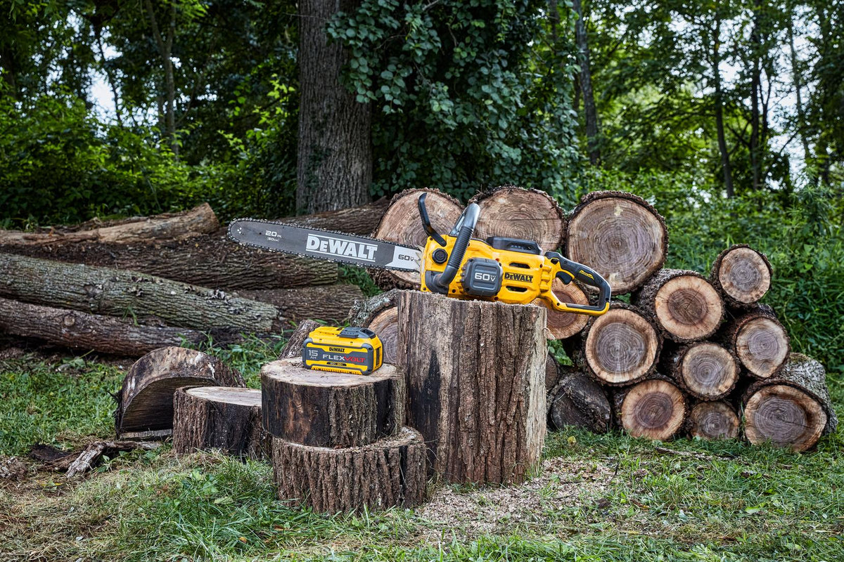 DEWALT DCCS677Z1 60V Gen2 20" Chainsaw W/ 5Ah - in use