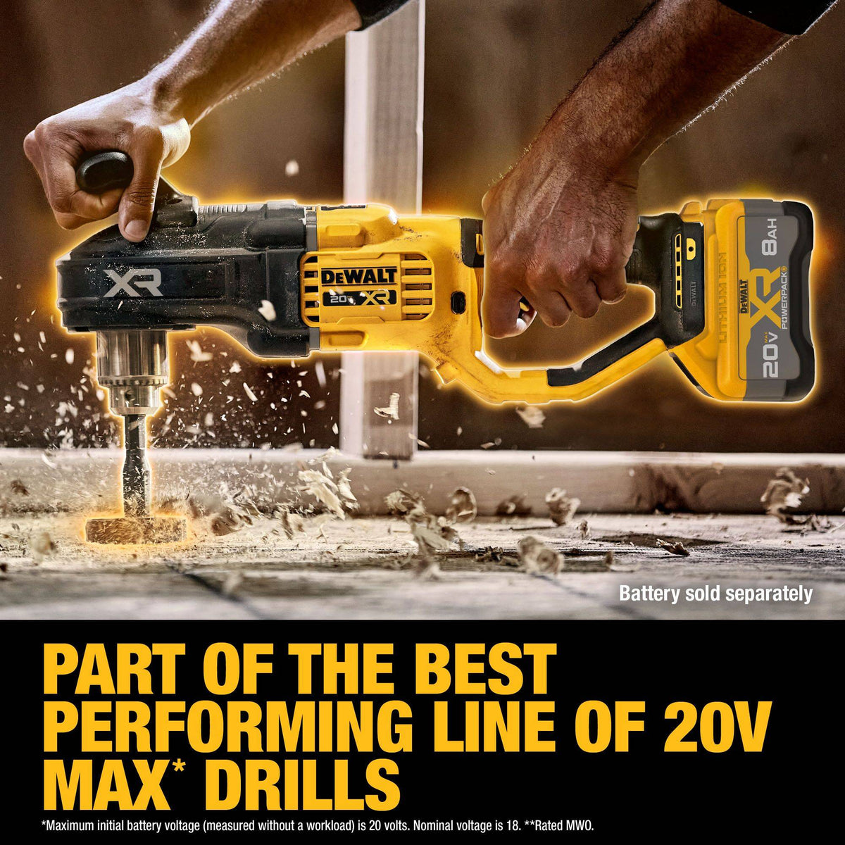 DEWALT DCD446B 20V MAX* XR® BRUSHLESS CORDLESS 1/2 IN. COMPACT STUD & JOIST DRILL (TOOL ONLY) - feature callout