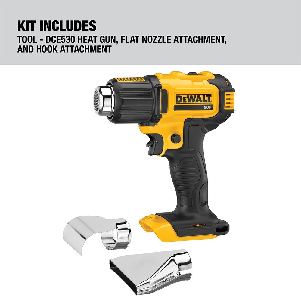 DEWALT DCE530B 20V MAX CORDLESS HEAT GUN (TOOL ONLY) - feature callout