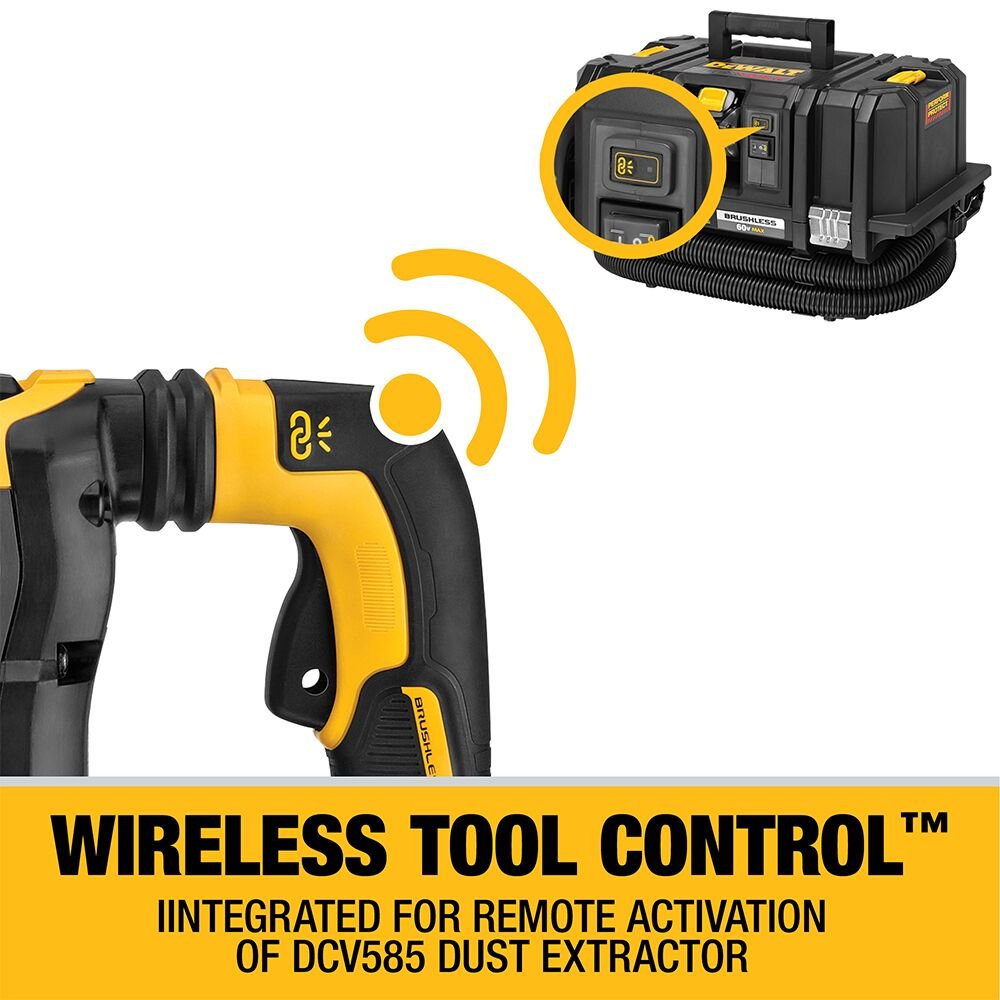 DEWALT DCH614B 60V MAX FLEXVOLT 1-3/4" SDS MAX ROTARY HAMMER - TOOL ONLY - feature callout