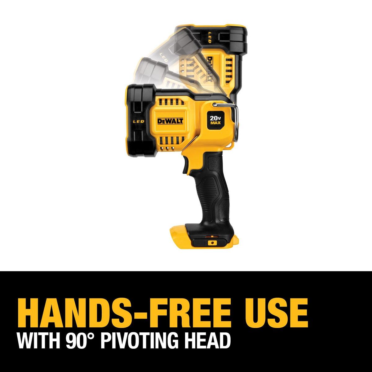 DEWALT DCL043 20V MAX* LED Work Light, Pivoting Head - feature callout