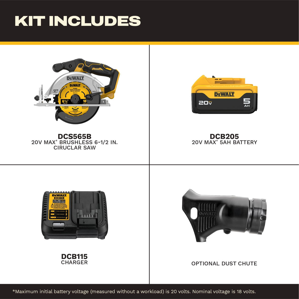 DEWALT DCS565P1 20V MAX 6-1/2 BRUSHLESS CIRC SAW (KIT) - feature callout