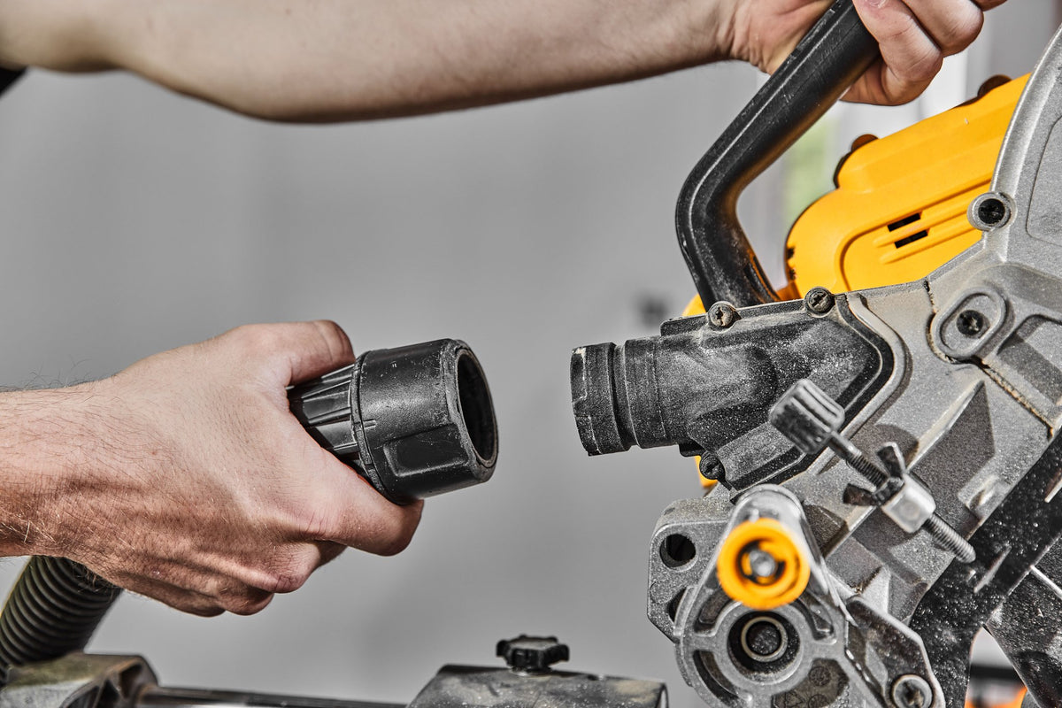 DEWALT DCS781B FLEXVOLT 60V MAX 12 Inch Sliding Miter Saw (Tool-Only) - in use