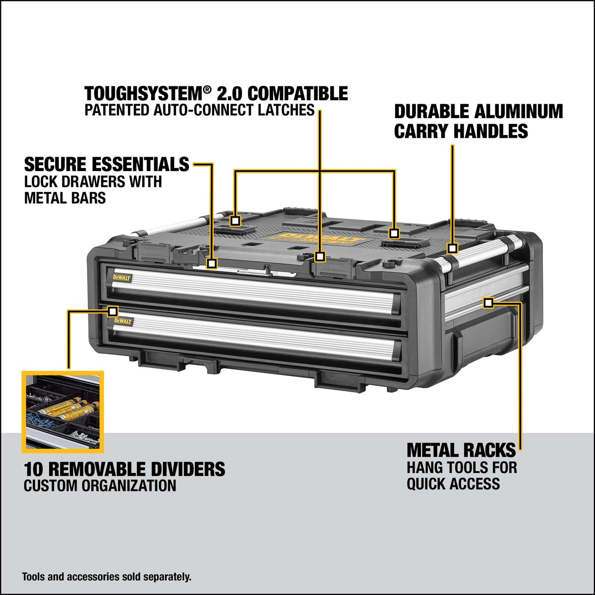 DEWALT DWST08520 TOUGHSYSTEM® 2.0 DXL™ 30 in. 2 Drawers - feature callout