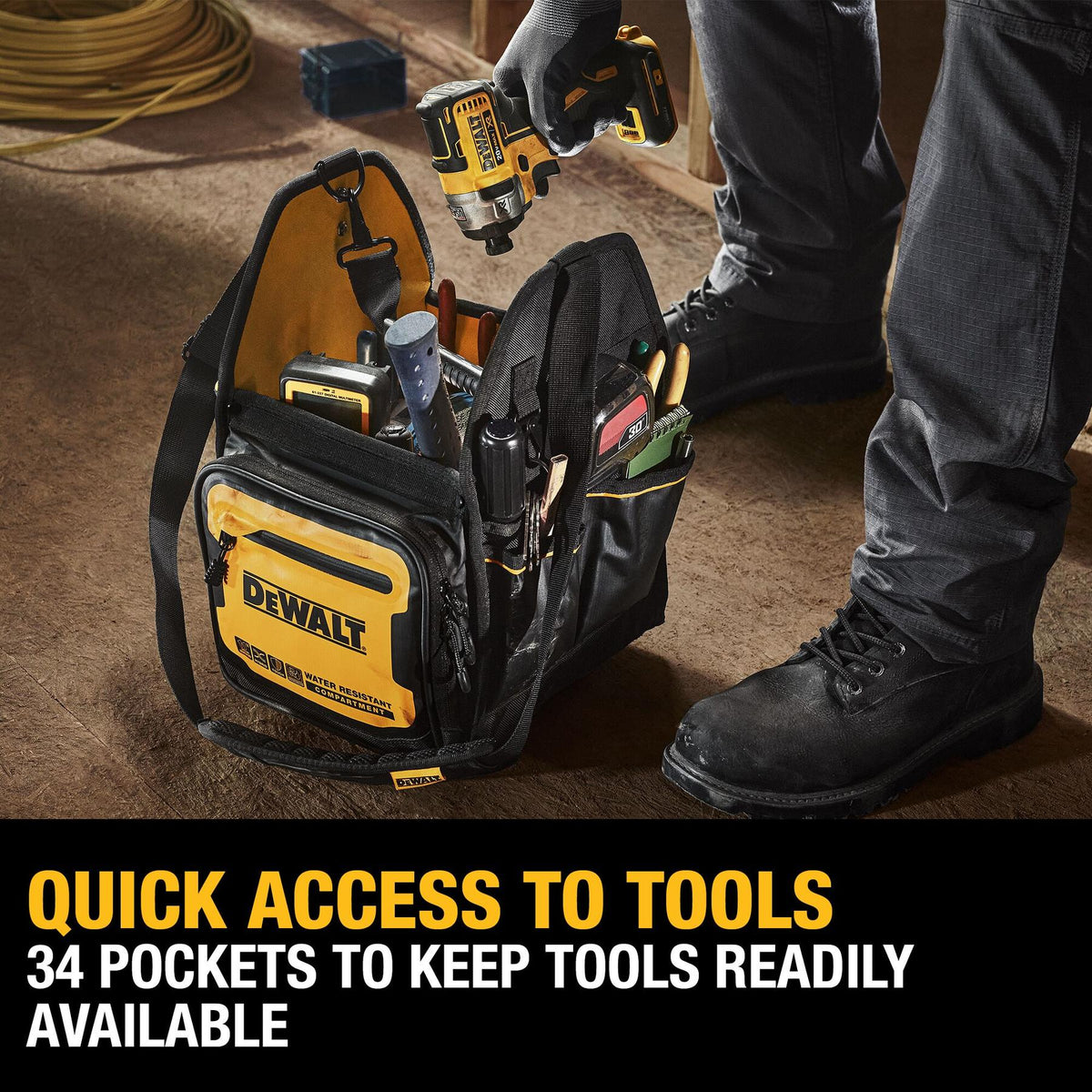 DEWALT DWST560105 11” Electrician Tote - feature callout