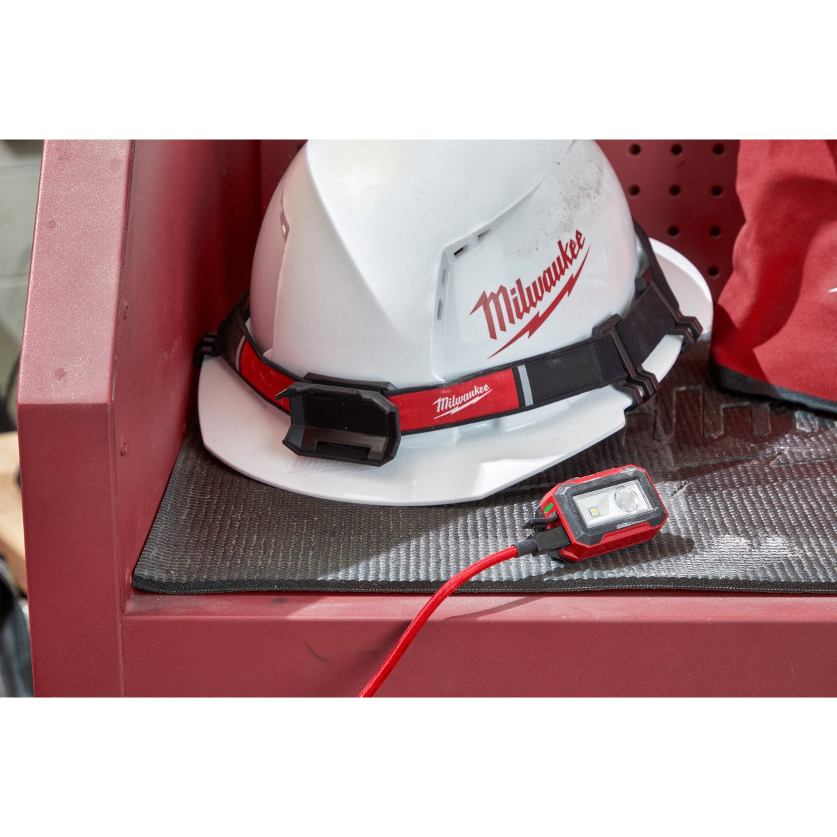 Milwaukee 2012R Rechargeable Magnetic Headlamp And Task Light - in use