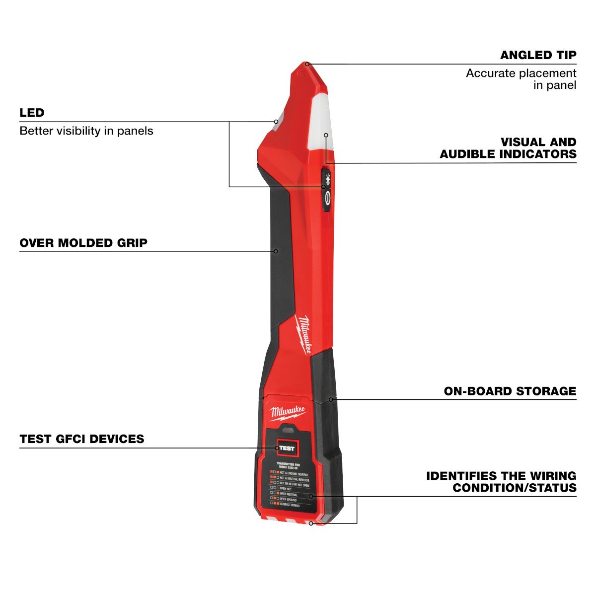 Milwaukee 2222-20 Circuit Breaker Finder w/ LED - feature callout