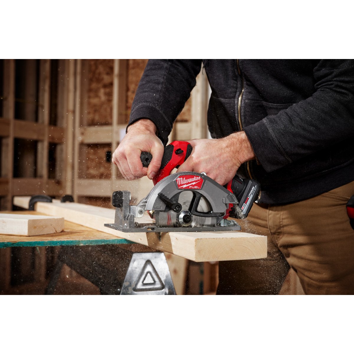 Milwaukee 2521-20 M12 FUEL™ 5-3/8" Circular Saw - in use