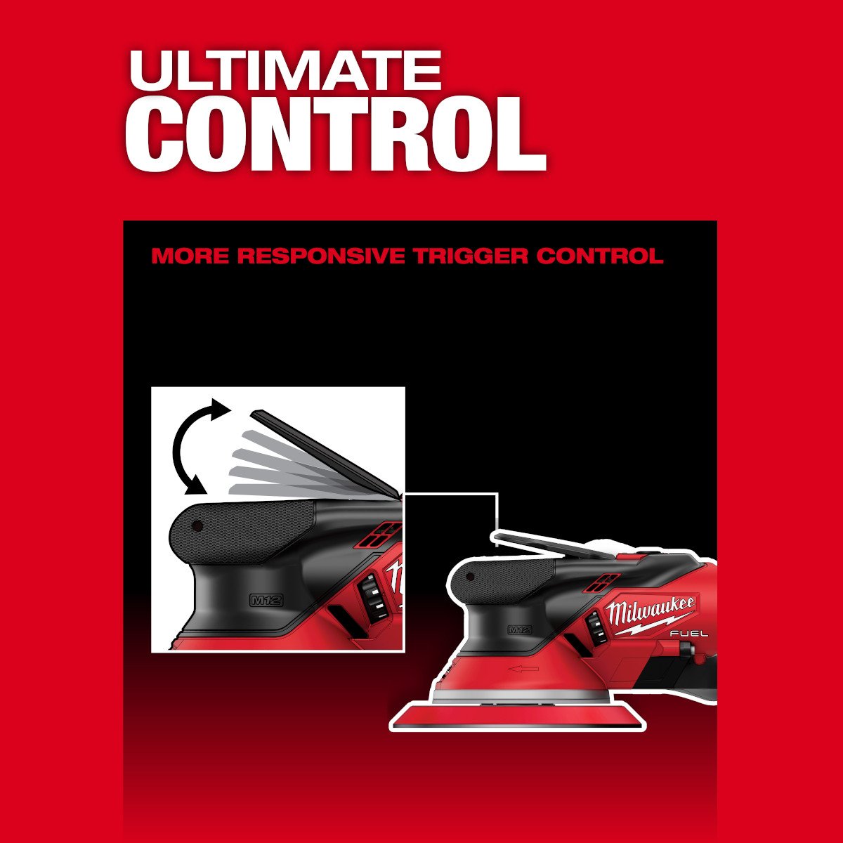Milwaukee 2585-20 M12 FUEL™ 6" Random Orbital Sander (3/16") - feature callout
