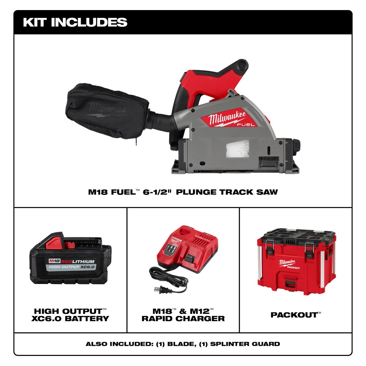 Milwaukee 2831-21 M18 FUEL™ 6-1/2" Plunge Track Saw Kit - feature callout