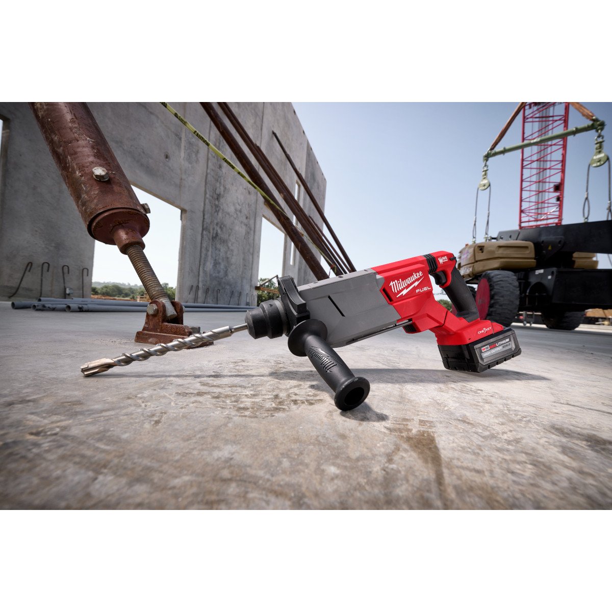 Milwaukee 2916-20 M18 FUEL™ 1-1/4" SDS Plus D-Handle Rotary Hammer w/ ONE-KEY™ - in use