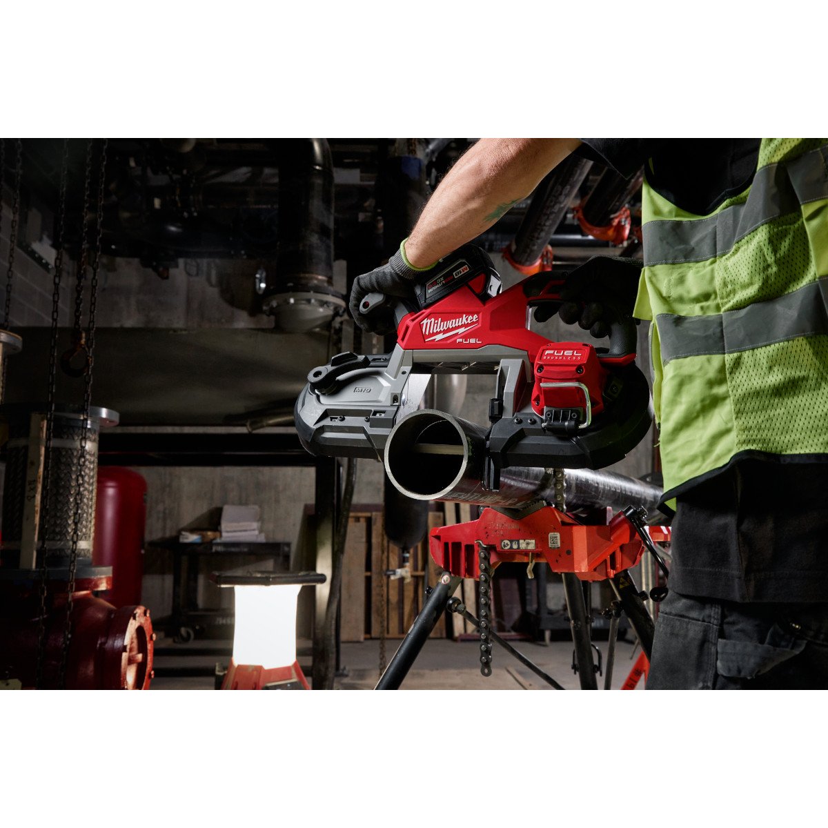 Milwaukee 2929-20 M18 FUEL™ Deep Cut Band Saw - in use