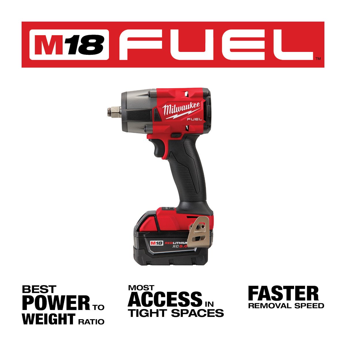 Milwaukee 2962-22R M18 FUEL™ 1/2" Mid-Torque Impact Wrench w/ Friction Ring Kit - feature callout