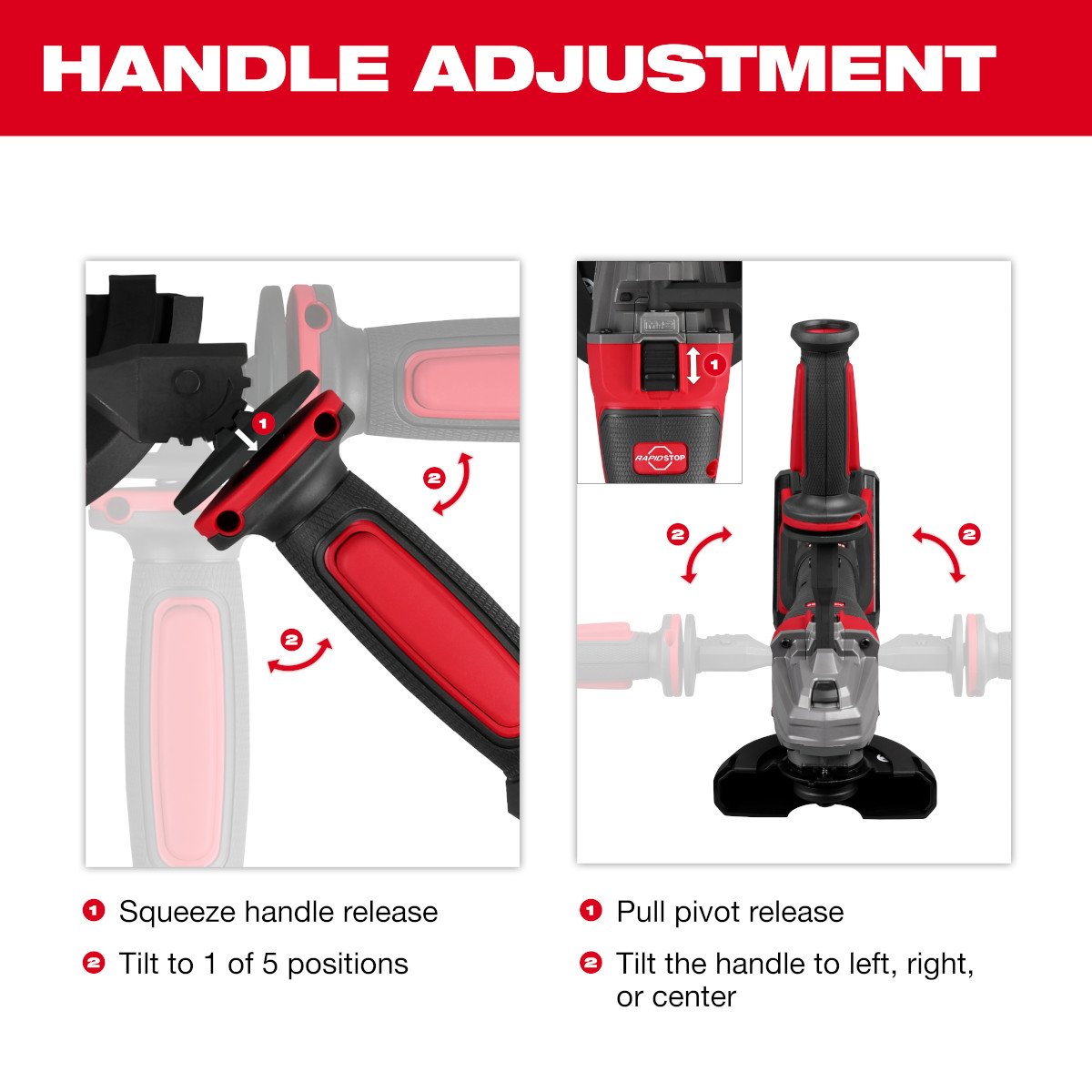 Milwaukee 2986-20 M18 FUEL™ 4-1/2" / 5" Dual-Trigger Braking Grinder - feature callout