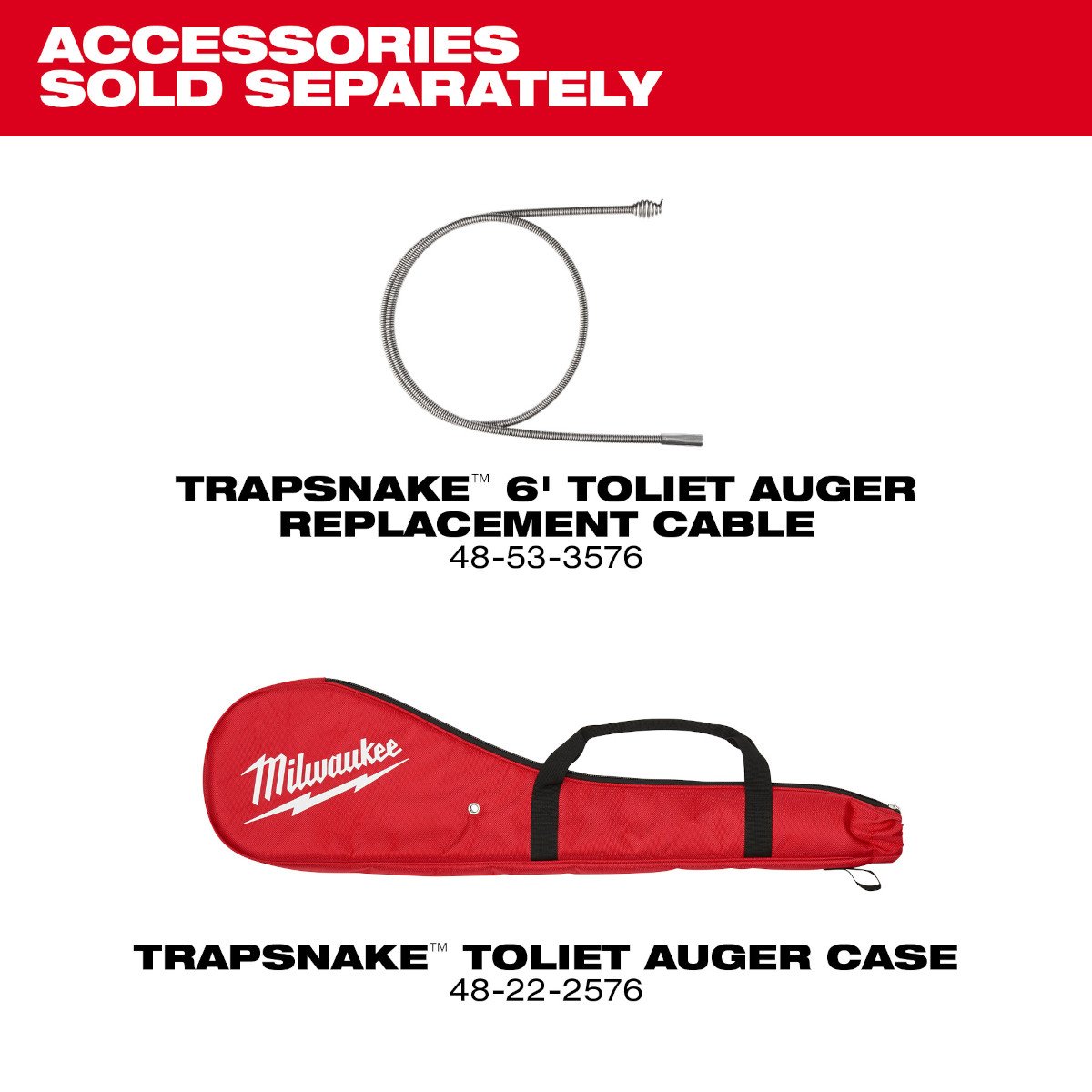 Milwaukee 3576-21 M12™ TRAPSNAKE™ 6' Toilet Auger - feature callout