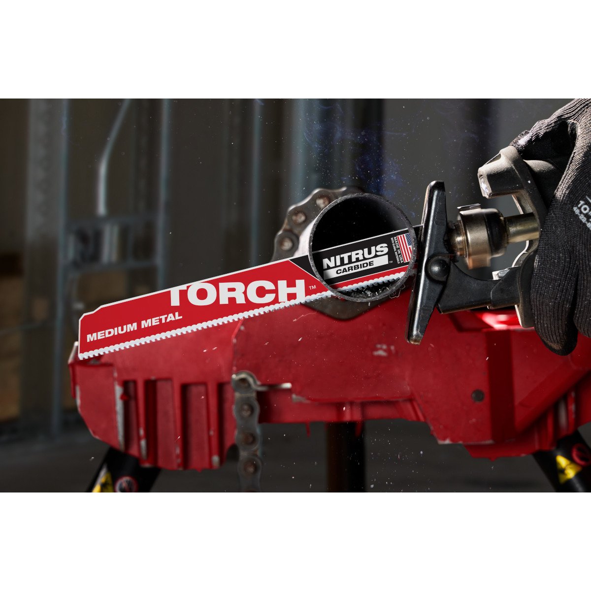 Milwaukee 48-00-6252 9" 10TPI The TORCH™ with NITRUS CARBIDE™ Teeth for Medium Metal 1PK - in use