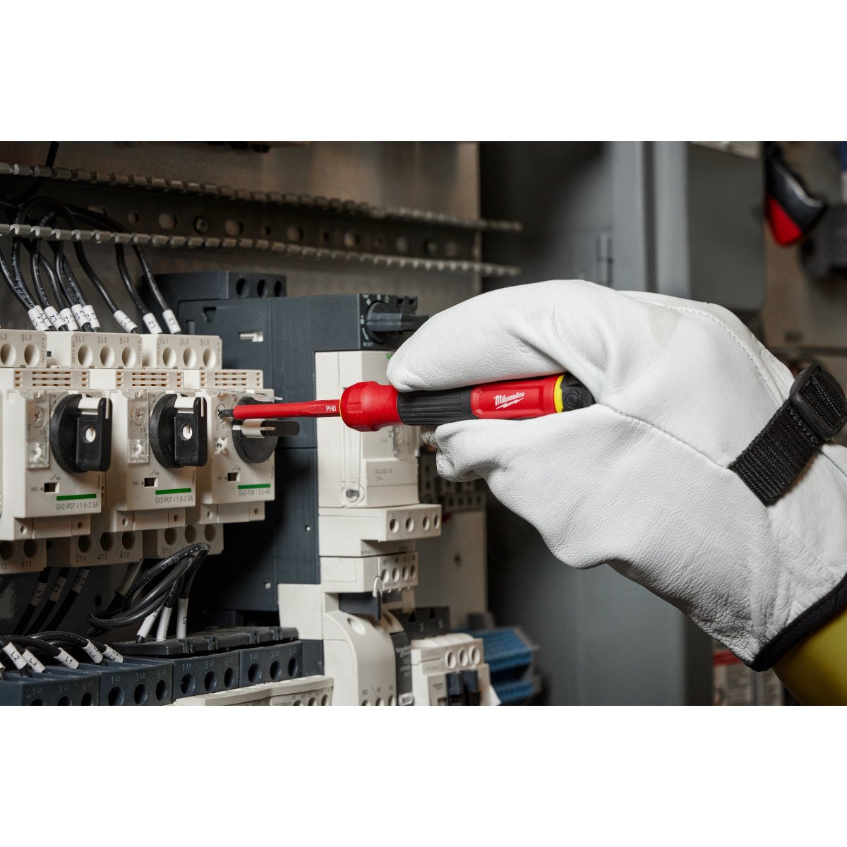 Milwaukee 48-22-2217 8-in-1 1000V Insulated Precision Multi-Bit Screwdriver Set - in use