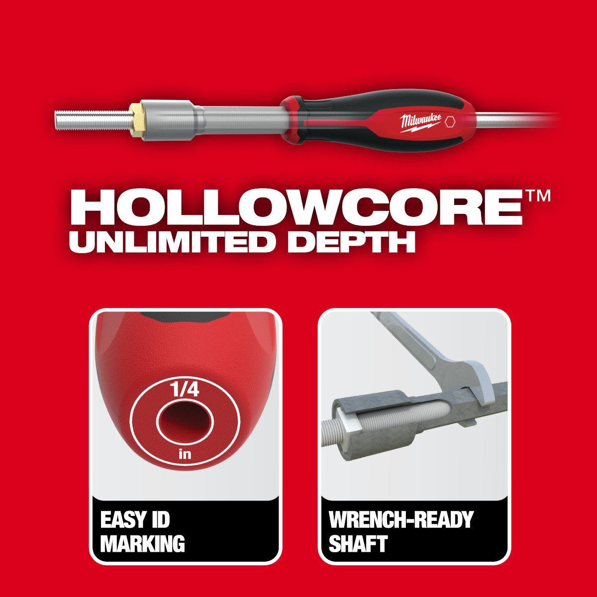 Milwaukee 48-22-2547 7pc SAE HollowCore™ Magnetic Nut Driver Set - feature callout