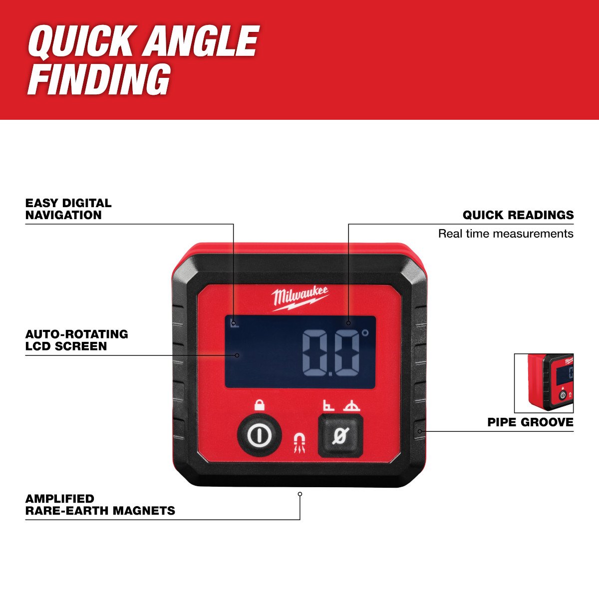 Milwaukee 48-22-5602 Digital Angle Gauge - feature callout