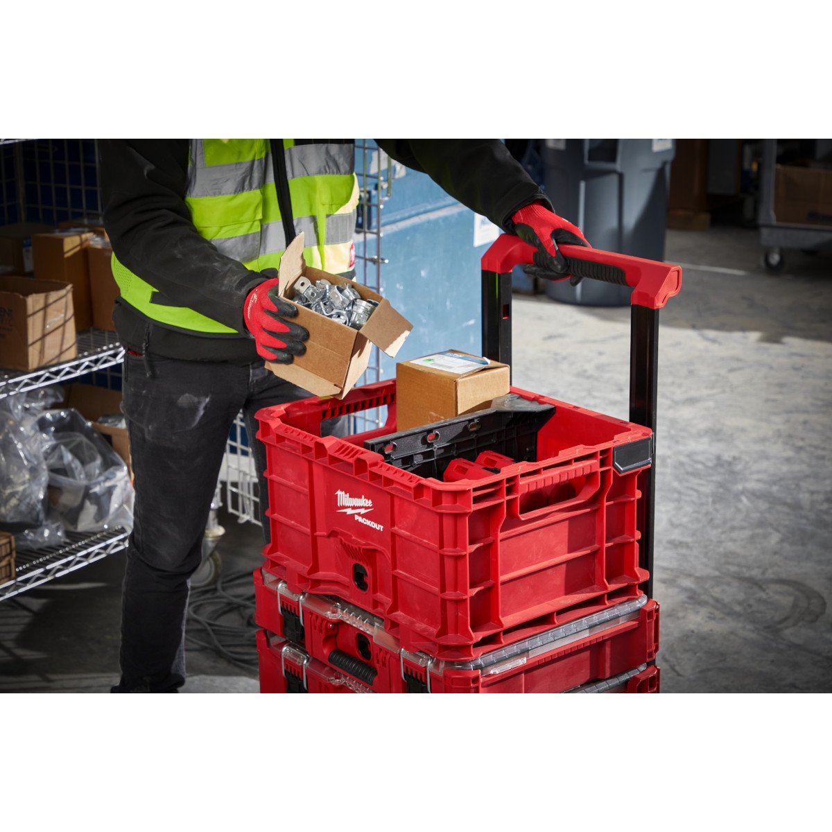 Milwaukee 48-22-8040 Divider for PACKOUT™ Crate - in use