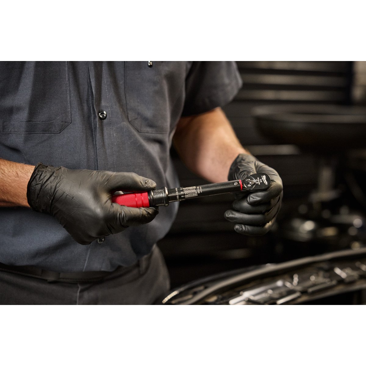 Milwaukee 48-22-9200 1/4" Drive Click Torque Wrench (40-200 in-lbs) - in use