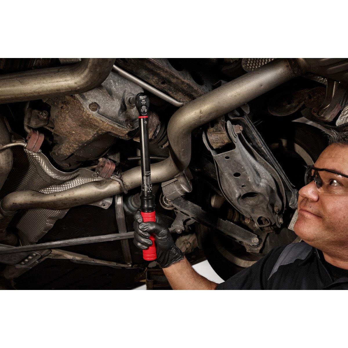 Milwaukee 48-22-9202 3/8" Drive Click Torque Wrench (20-100 ft·lbf) - in use