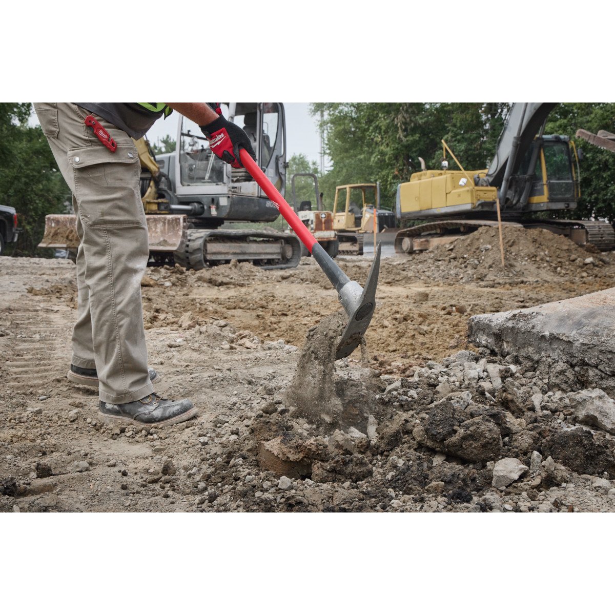 Milwaukee 48-22-9335 5lb Pick Mattock with 36-inch ShockShield Handle - in use