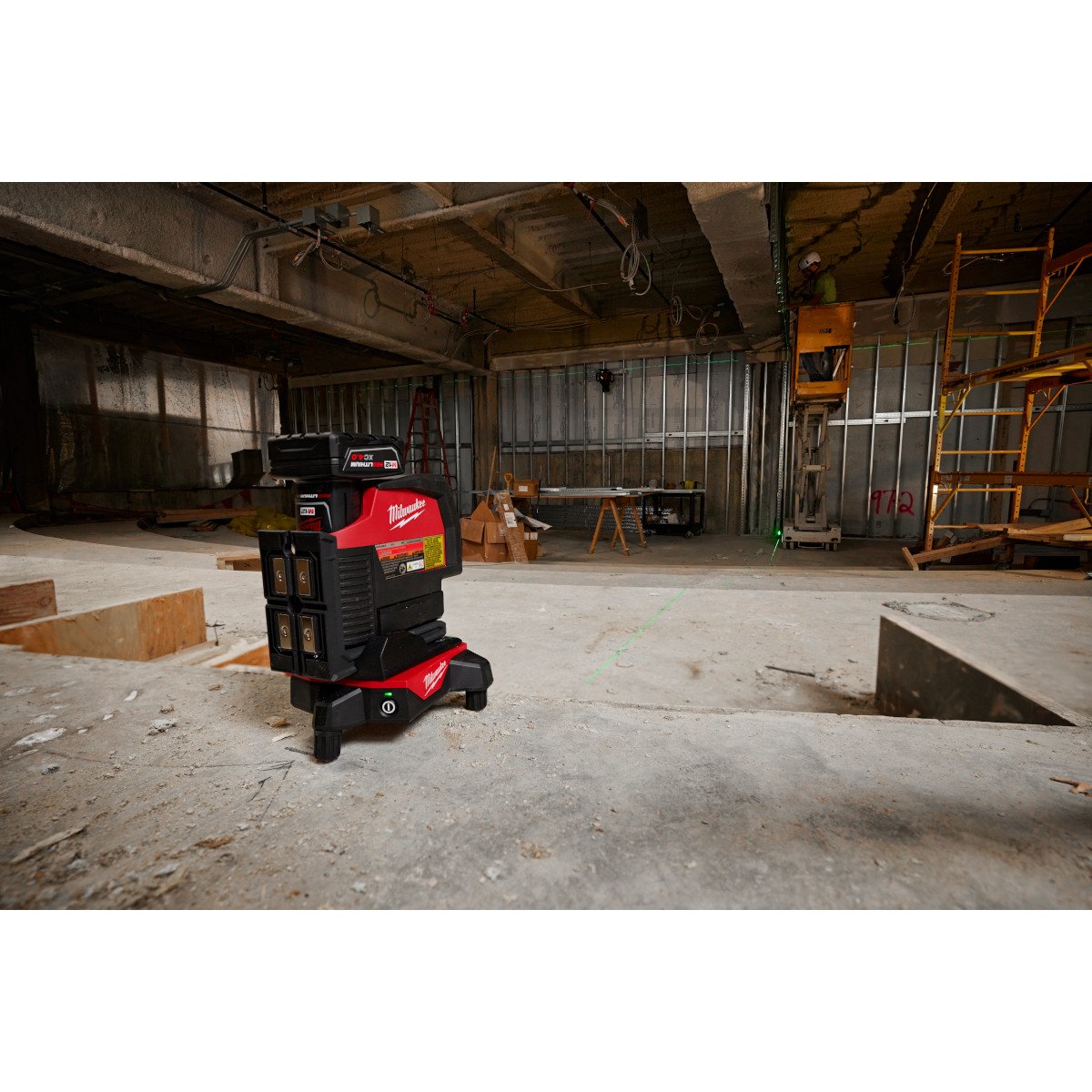Milwaukee 48-35-1314 Wireless Laser Alignment Base w/ Remote - in use