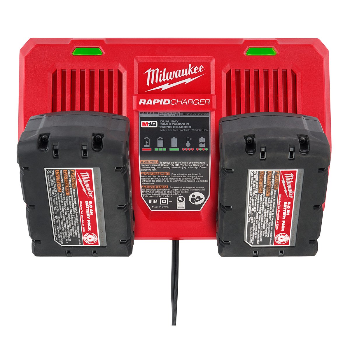 Milwaukee 48-59-1802 M18™ Dual Bay Simultaneous Rapid Charger - product view
