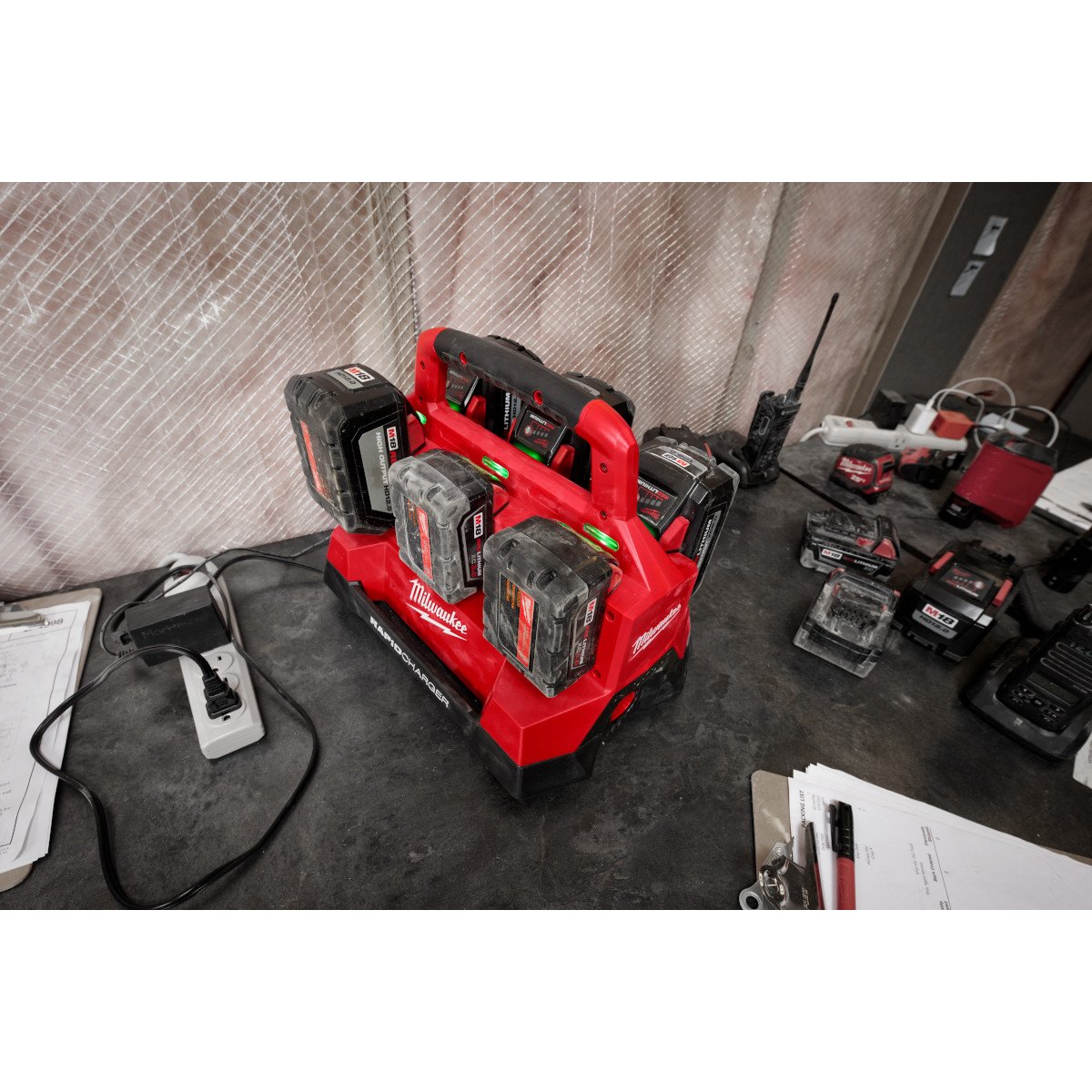Milwaukee 48-59-1809 M18™ PACKOUT™ Six Bay Rapid Charger - in use