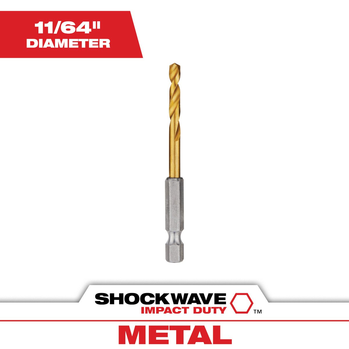 Milwaukee 48-89-4608 11/64 in. Titanium SHOCKWAVE™ Drill Bit - feature callout