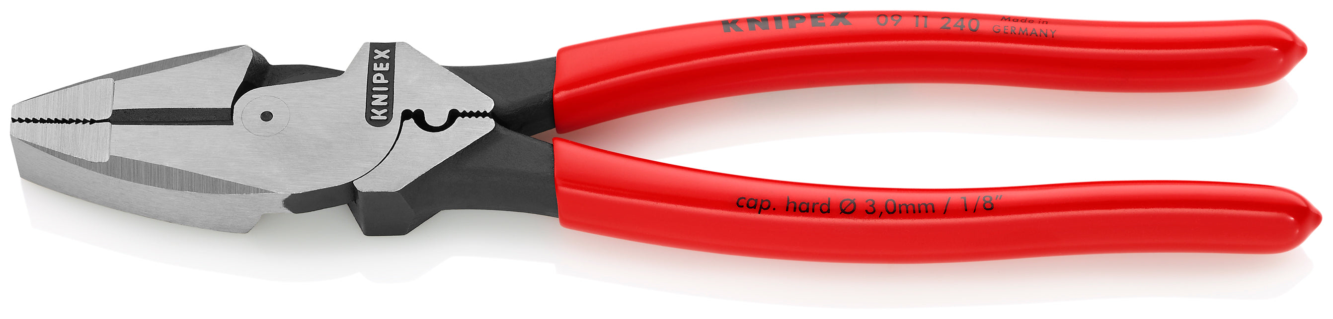 Knipex 0911240SBA - 9 1/2" High Leverage Lineman's Pliers New England with Fish Tape Puller & Crimper