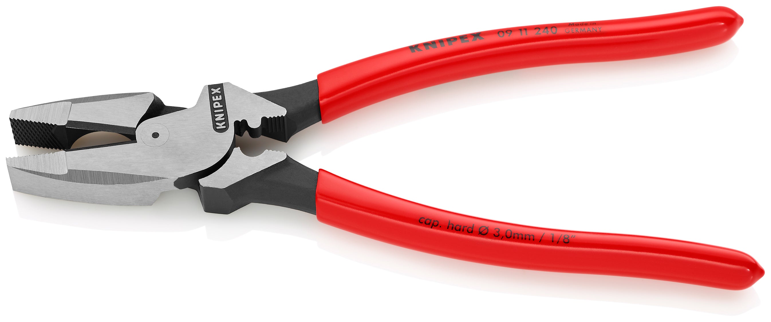 Knipex 0911240SBA - 9 1/2" High Leverage Lineman's Pliers New England with Fish Tape Puller & Crimper