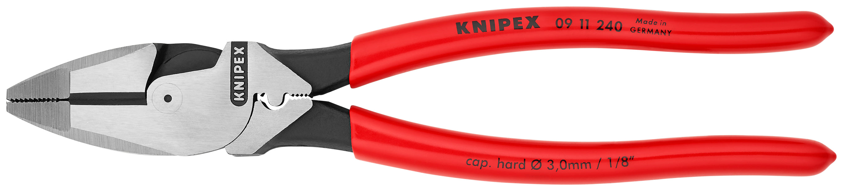 Knipex 0911240SBA - 9 1/2" High Leverage Lineman's Pliers New England with Fish Tape Puller & Crimper