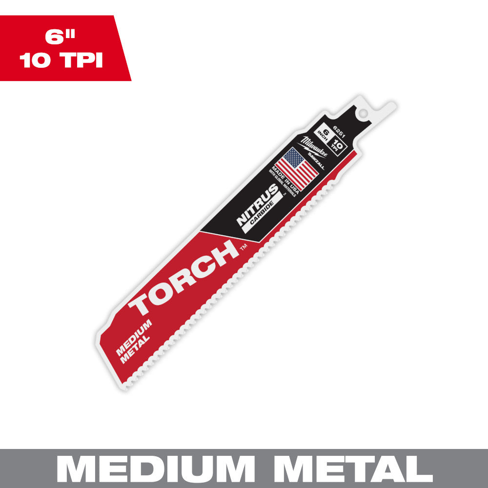 Milwaukee 48-00-6251 - 6" 10TPI The TORCH™ with NITRUS CARBIDE™ Teeth for Medium Metal 1PK