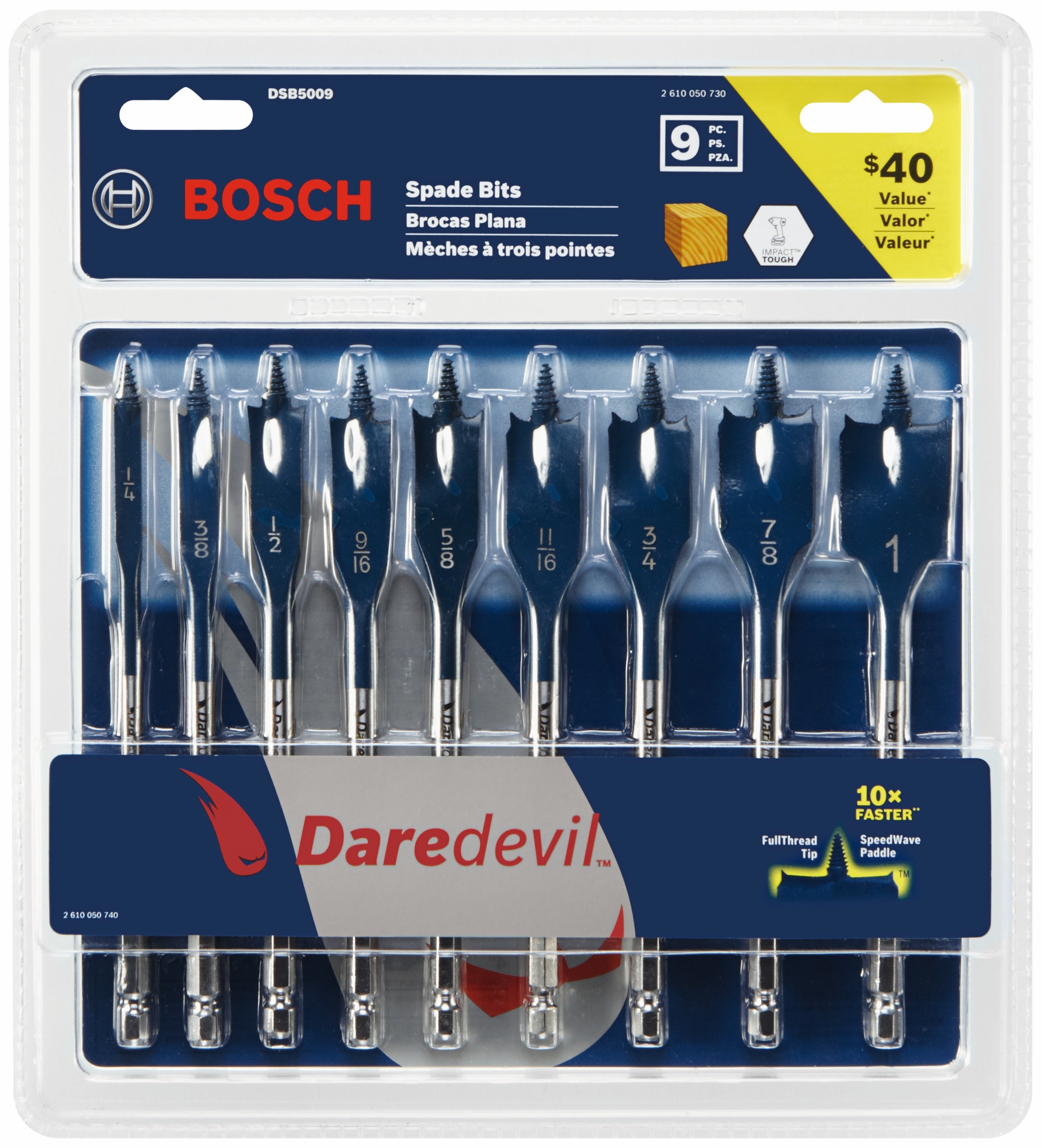 Bosch DSB5009 9 pc. Daredevil® Spade Bit Set