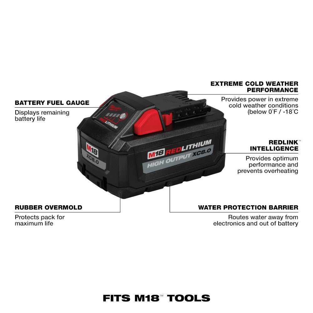 Milwaukee 48-11-1880 - M18™ REDLITHIUM™ HIGH OUTPUT™ XC8.0 Akku