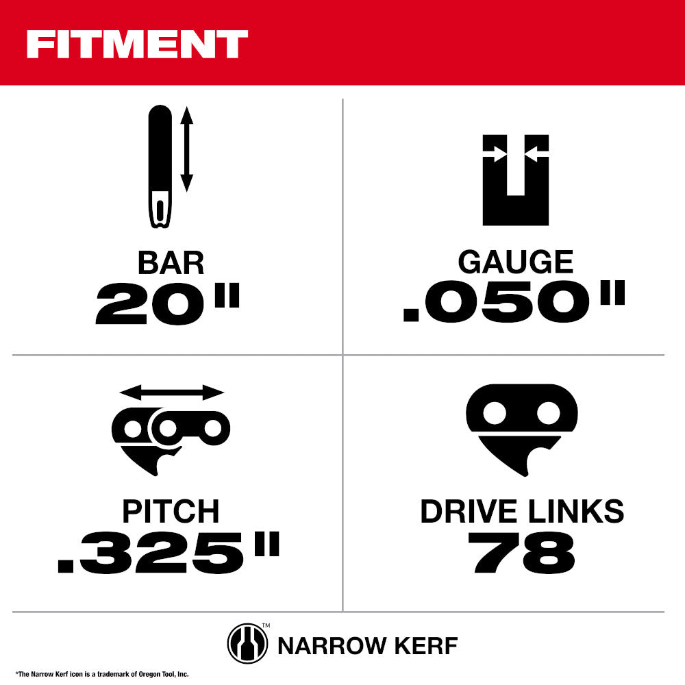 Milwaukee 49-16-2755 - 20" .325" Pitch, .050" Gauge Guide Bar