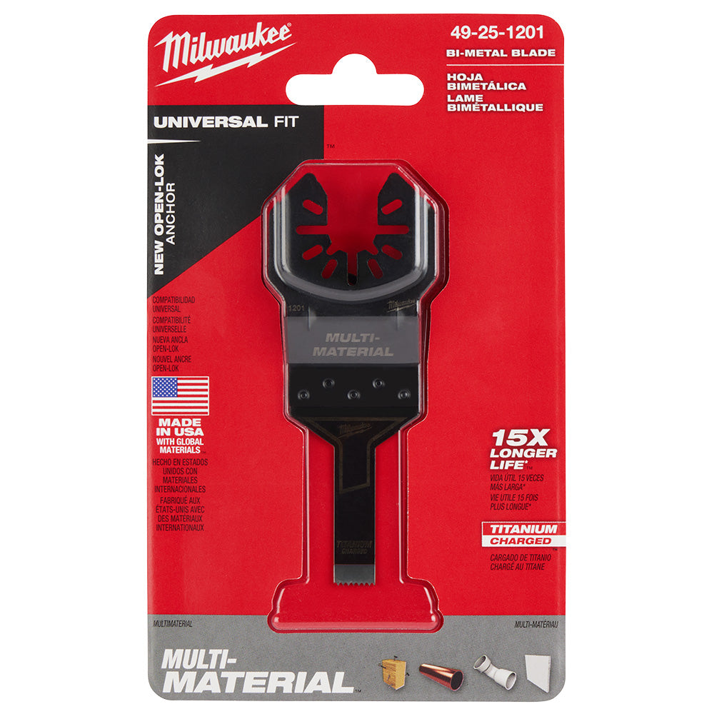 Milwaukee 49-25-1201 - OPEN-LOK™ 3/8" TITANIUM CHARGED™ Bi-Metal Multi-Material Multi-Tool Blade